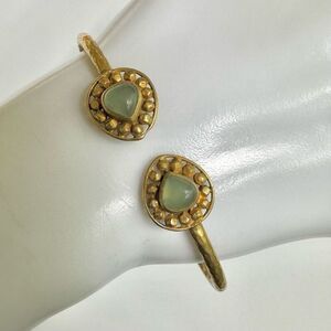 Brass  chalcedony open cuff bracelet